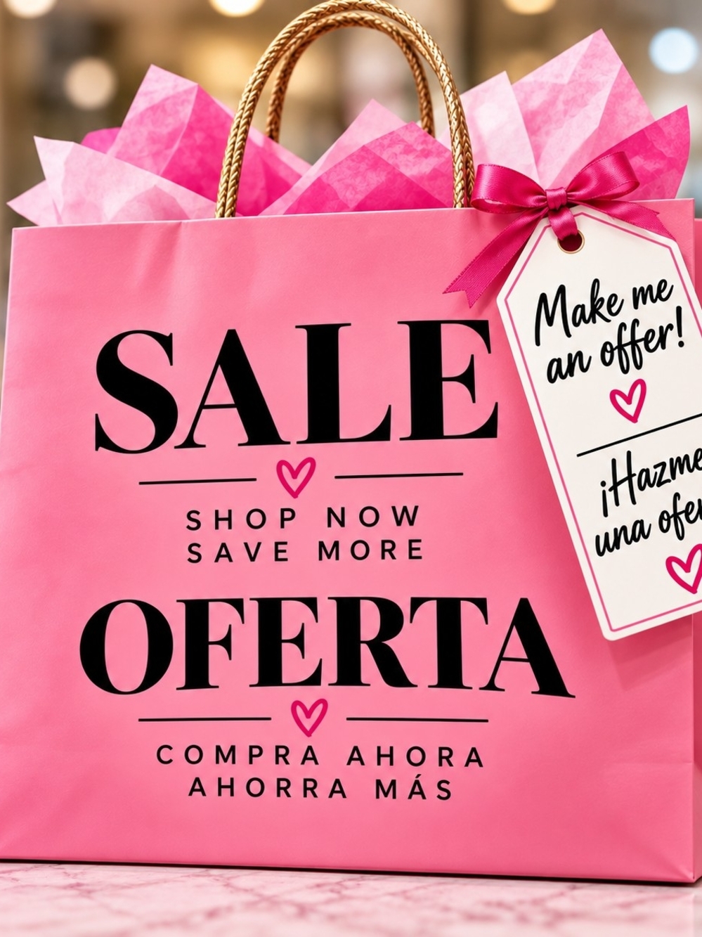 Pink Promotional Tote Bag with Rope Handles